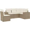 Image de vidaXL - 5-delige - Loungeset - met - kussens - poly - rattan - beige