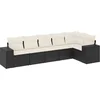 Image de vidaXL - 6-delige - Loungeset - met - kussens - poly - rattan - zwart