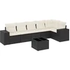 Image de vidaXL - 7-delige - Loungeset - met - kussens - poly - rattan - zwart