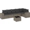 Image de vidaXL - 7-delige - Loungeset - met - kussens - poly - rattan - grijs
