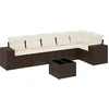 Image de vidaXL - 7-delige - Loungeset - met - kussens - poly - rattan - bruin