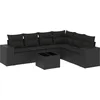 Image de vidaXL - 7-delige - Loungeset - met - kussens - poly - rattan - zwart