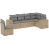 Image de vidaXL - 6-delige - Loungeset - met - kussens - poly - rattan - beige