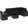 Image de vidaXL - 7-delige - Loungeset - met - kussens - poly - rattan - zwart