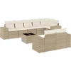 Image de vidaXL - 9-delige - Loungeset - met - kussens - poly - rattan - beige