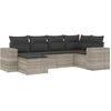 Image de vidaXL - 6-delige - Loungeset - met - kussens - poly - rattan - lichtgrijs
