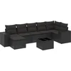 Image de vidaXL - 8-delige - Loungeset - met - kussens - poly - rattan - zwart