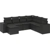 Image de vidaXL - 7-delige - Loungeset - met - kussens - poly - rattan - zwart