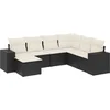 Image de vidaXL - 7-delige - Loungeset - met - kussens - poly - rattan - zwart