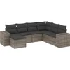 Image de vidaXL - 7-delige - Loungeset - met - kussens - poly - rattan - grijs
