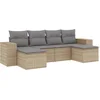 Image de vidaXL - 6-delige - Loungeset - met - kussens - poly - rattan - beige