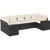 Image de vidaXL - 7-delige - Loungeset - met - kussens - poly - rattan - zwart