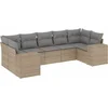 Image de vidaXL - 7-delige - Loungeset - met - kussens - poly - rattan - beige
