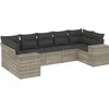 Image de vidaXL - 7-delige - Loungeset - met - kussens - poly - rattan - lichtgrijs