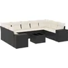Image de vidaXL - 10-delige - Loungeset - met - kussens - poly - rattan - zwart