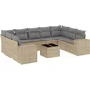 Image de vidaXL - 10-delige - Loungeset - met - kussens - poly - rattan - beige