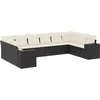 Image de vidaXL - 10-delige - Loungeset - met - kussens - poly - rattan - zwart