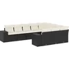 Image de vidaXL - 10-delige - Loungeset - met - kussens - poly - rattan - zwart