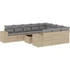 Image de vidaXL - 11-delige - Tuinset - met - kussens - poly - rattan - beige