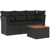 Image de vidaXL - 4-delige - Loungeset - met - kussens - poly - rattan - zwart