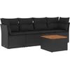 Image de vidaXL - 5-delige - Loungeset - met - kussens - poly - rattan - zwart