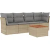 Image de vidaXL - 5-delige - Loungeset - met - kussens - poly - rattan - gemengd - beige