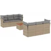 Image de vidaXL - 7-delige - Loungeset - met - kussens - poly - rattan - gemengd - beige