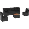 Image de vidaXL - 7-delige - Loungeset - met - kussens - poly - rattan - zwart