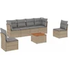 Image de vidaXL - 7-delige - Loungeset - met - kussens - poly - rattan - gemengd - beige