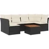 Image de vidaXL - 7-delige - Loungeset - met - kussens - poly - rattan - zwart