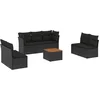 Image de vidaXL - 8-delige - Loungeset - met - kussens - poly - rattan - zwart