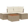 Image de vidaXL - 5-delige - Loungeset - met - kussens - poly - rattan - beige