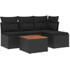 Image de vidaXL - 5-delige - Loungeset - met - kussens - poly - rattan - zwart