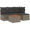Image de vidaXL - 5-delige - Loungeset - met - kussens - poly - rattan - grijs
