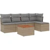 Image de vidaXL - 6-delige - Loungeset - met - kussens - poly - rattan - gemengd - beige