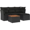 Image de vidaXL - 5-delige - Loungeset - met - kussens - poly - rattan - zwart