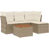 Image de vidaXL - 5-delige - Loungeset - met - kussens - poly - rattan - beige