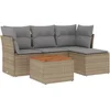 Image de vidaXL - 5-delige - Loungeset - met - kussens - poly - rattan - gemengd - beige