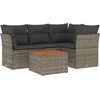 Image de vidaXL - 5-delige - Loungeset - met - kussens - poly - rattan - grijs