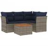 Image de vidaXL - 5-delige - Loungeset - met - kussens - poly - rattan - grijs