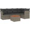 Image de vidaXL - 6-delige - Loungeset - met - kussens - poly - rattan - grijs