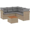 Image de vidaXL - 6-delige - Loungeset - met - kussens - poly - rattan - gemengd - beige