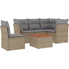 Image de vidaXL - 6-delige - Loungeset - met - kussens - poly - rattan - gemengd - beige
