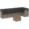 Image de vidaXL - 7-delige - Loungeset - met - kussens - poly - rattan - grijs