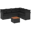 Image de vidaXL - 7-delige - Loungeset - met - kussens - poly - rattan - zwart