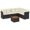 Image de vidaXL - 7-delige - Loungeset - met - kussens - poly - rattan - zwart