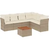 Image de vidaXL - 7-delige - Loungeset - met - kussens - poly - rattan - beige