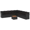 Image de vidaXL - 10-delige - Loungeset - met - kussens - poly - rattan - zwart