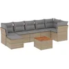 Image de vidaXL - 8-delige - Loungeset - met - kussens - poly - rattan - gemengd - beige