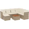 Image de vidaXL - 8-delige - Loungeset - met - kussens - poly - rattan - beige